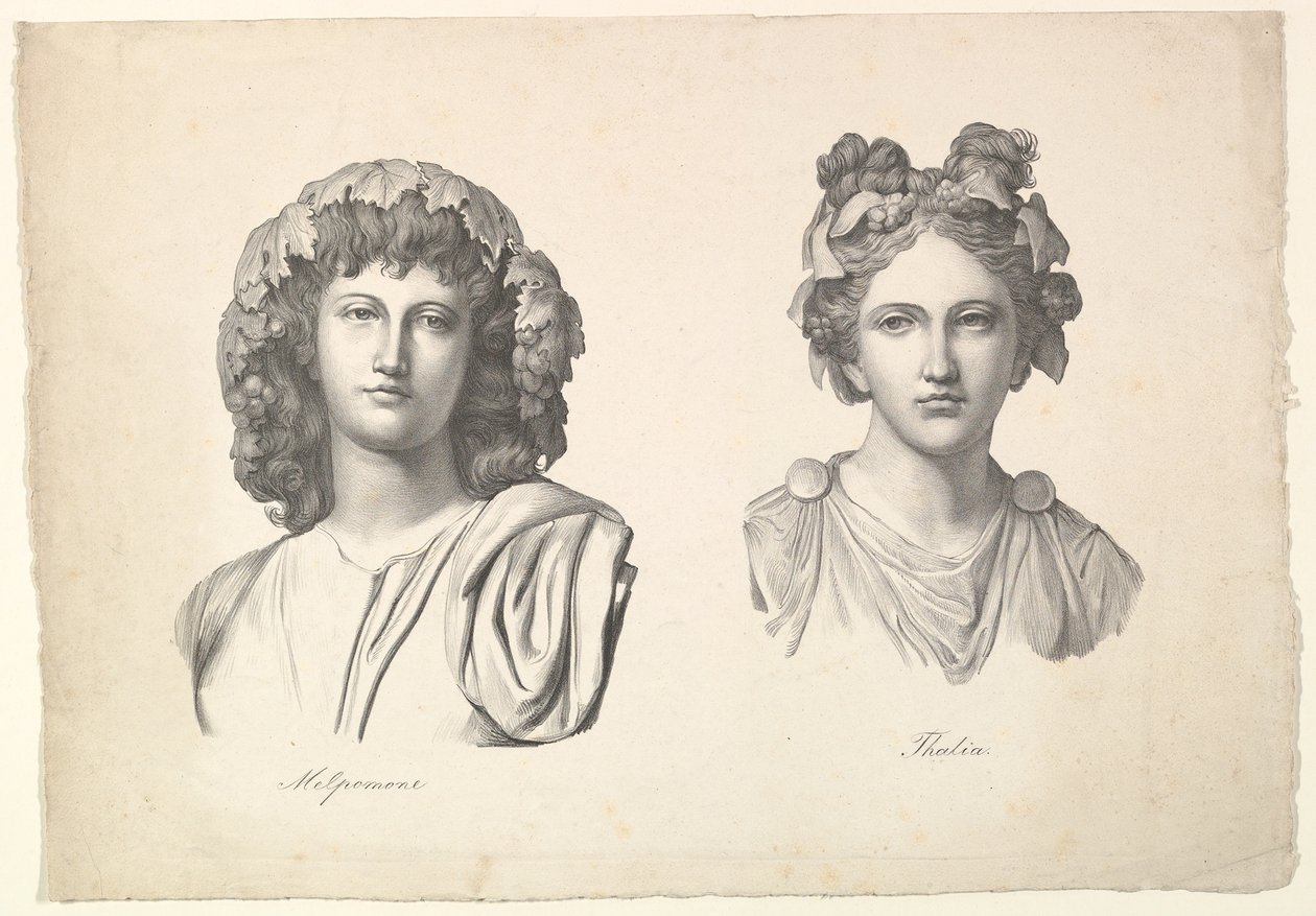 Melpomene och Thalia, 1823-26. av Johann Gottfried Schadow