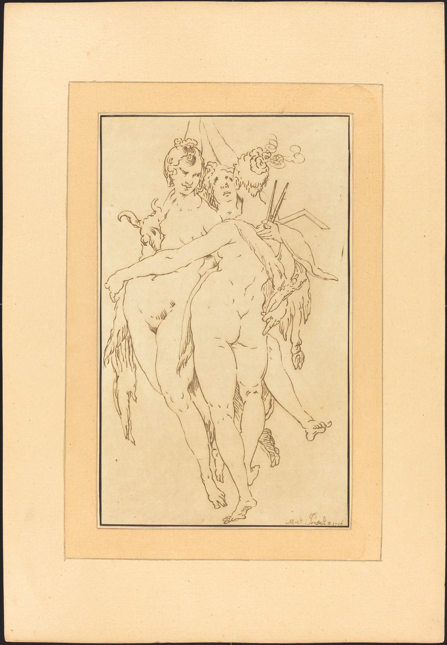 Skulptur, måleri, arkitektur av Johann Gottlieb Prestel after Bartholomaeus Spranger
