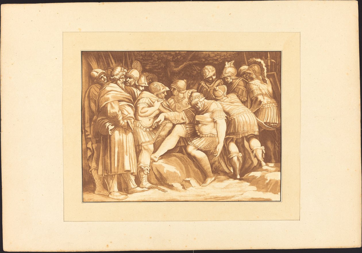 Döende Epaminondas av Johann Gottlieb Prestel after Polidoro da Caravaggio