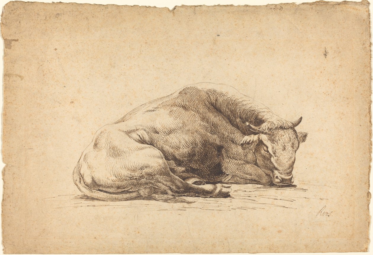 En tjur som sover av Johann Heinrich Roos