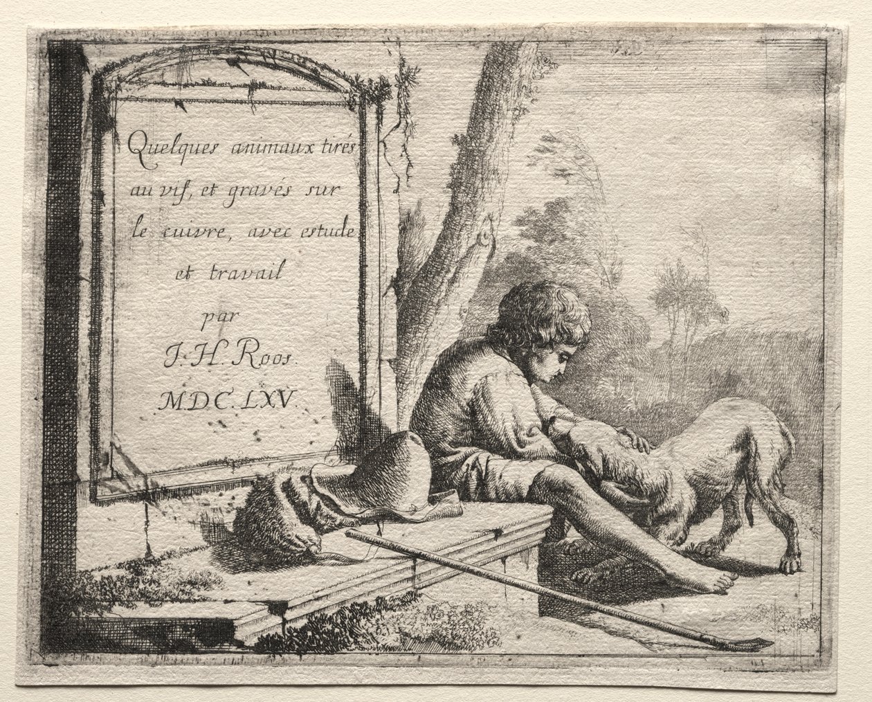 Titelsida: Shepherd Petting his Dog av Johann Heinrich Roos