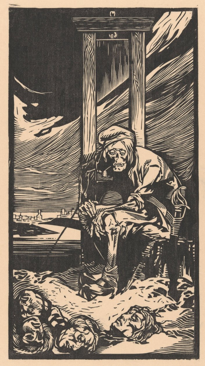 Döden av en giljotin (tryck) av Johann Joseph Aarts