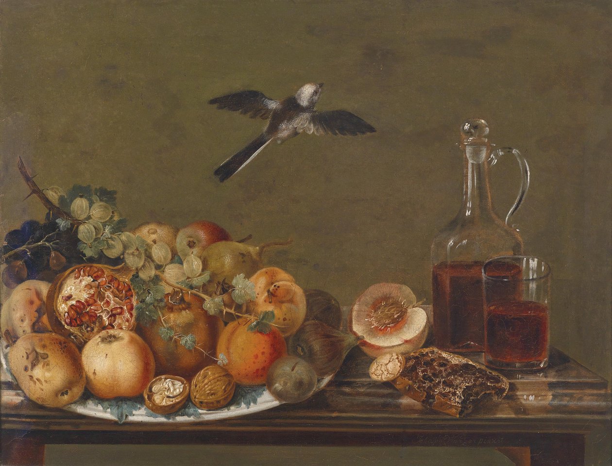 Stilleben med fikon och äpplen av Johann Matthias Wurzer