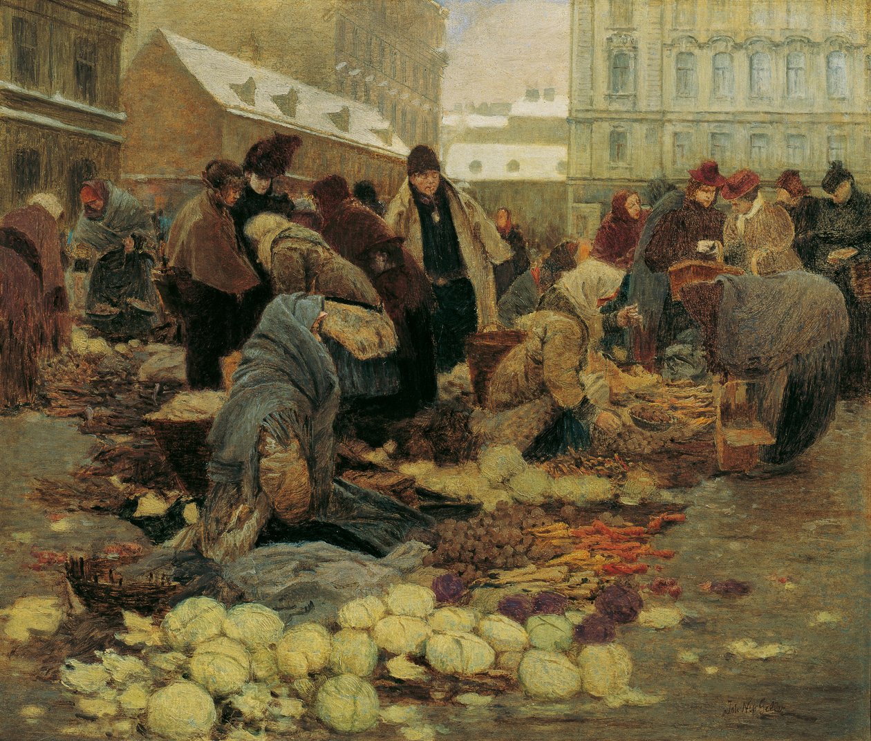 Kroatiska marknaden på Haide i Wien av Johann Nepomuk Geller