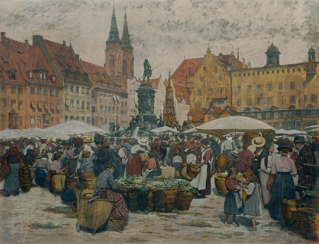 Marknad i Nürnberg av Johann Nepomuk Geller