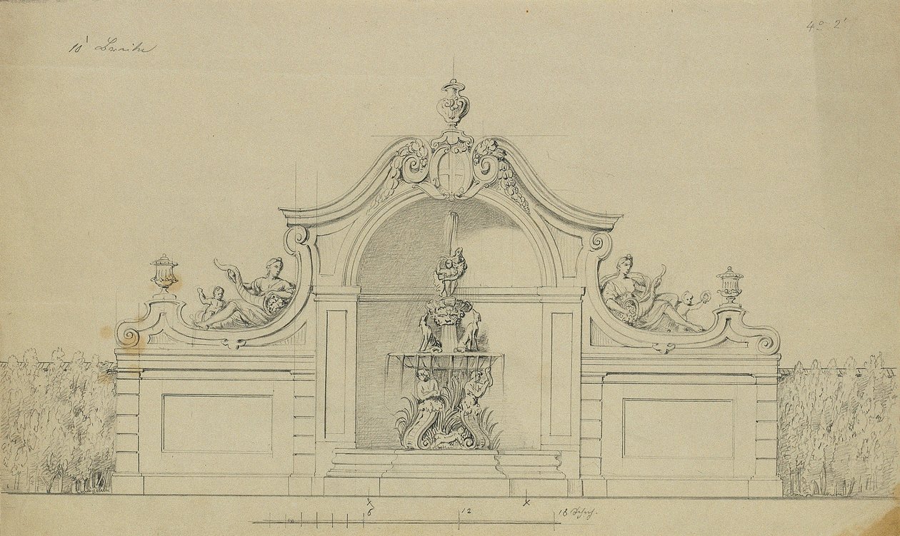 Fontän i persikoträdgården i Upper Belvedere av Johann Peter Krafft