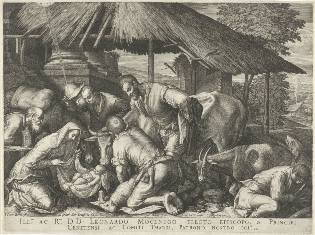 Tillbedjan av herdarna med sovande herdepojke av Johann Sadeler (I)