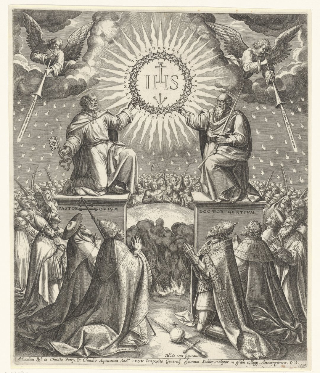 Tillbedjan av Kristi monogram av Johann Sadeler (I)