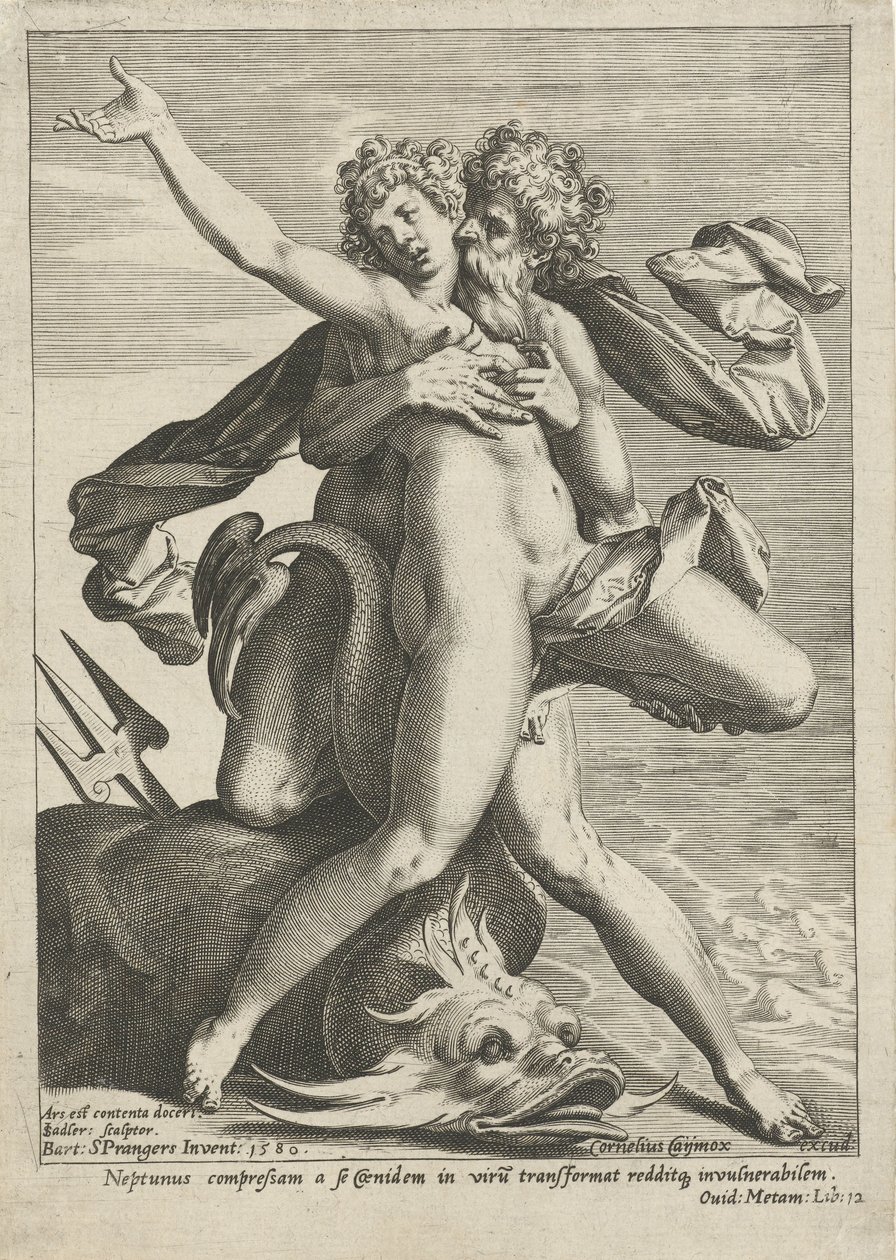 Caenis omfamnad av Neptunus av Johann Sadeler (I)