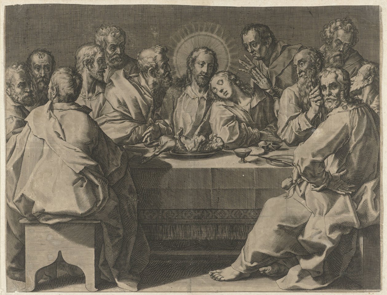 Sista måltiden Coeni domini (titel på objekt) av Johann Sadeler (I)