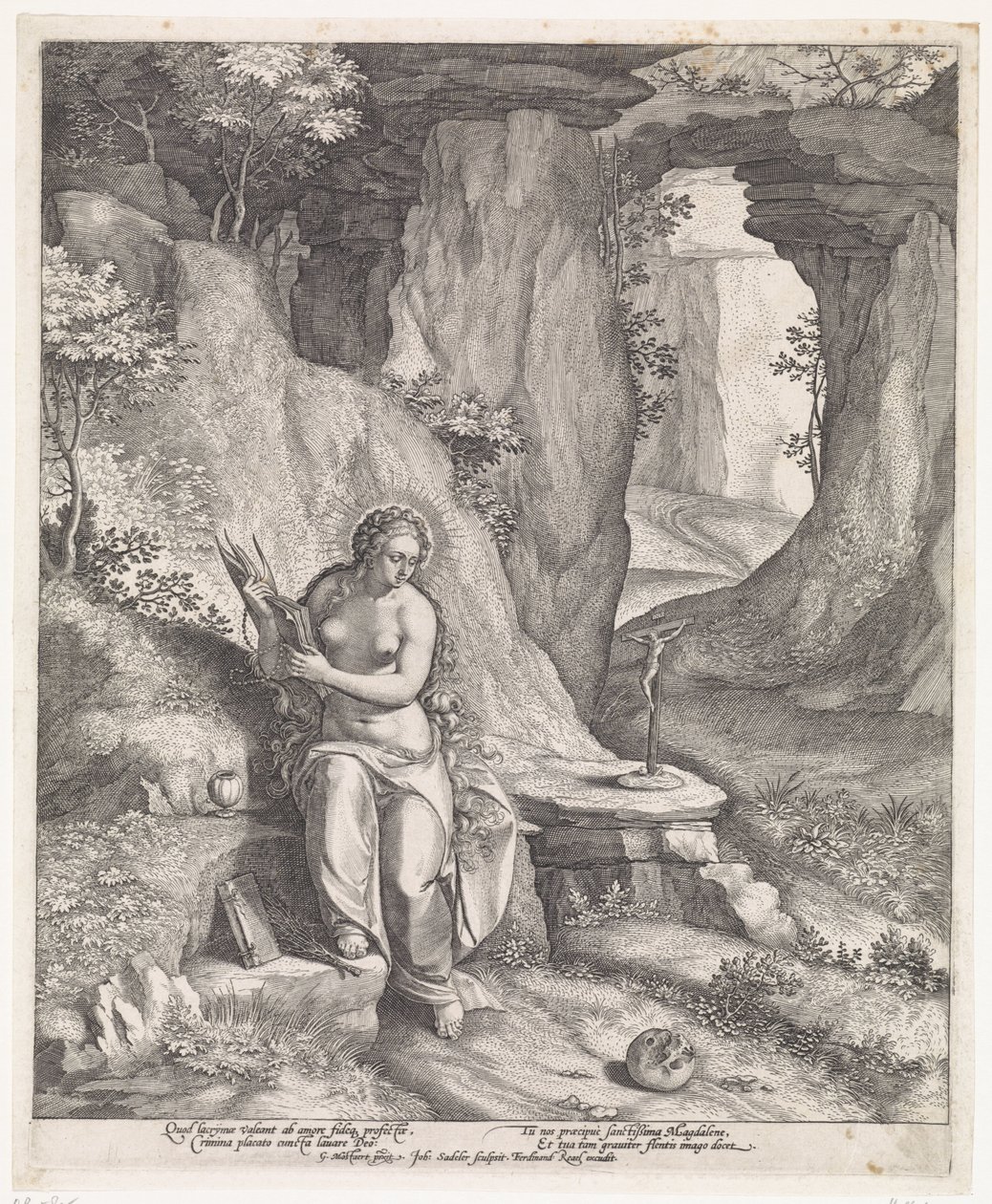 Maria Magdalena i en grotta av Johann Sadeler (I)