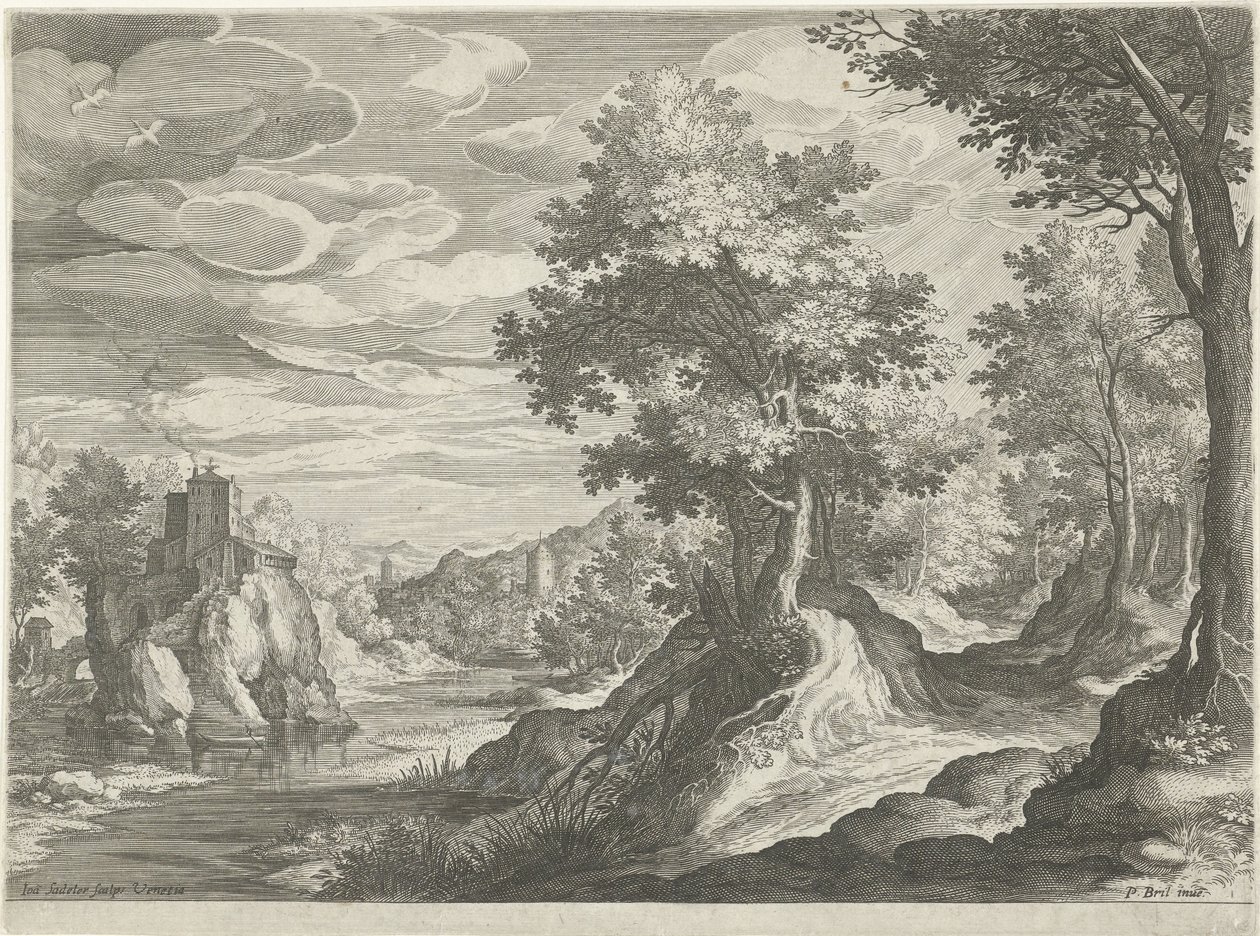 Flodlandskap med ett slott av Johann Sadeler (I)