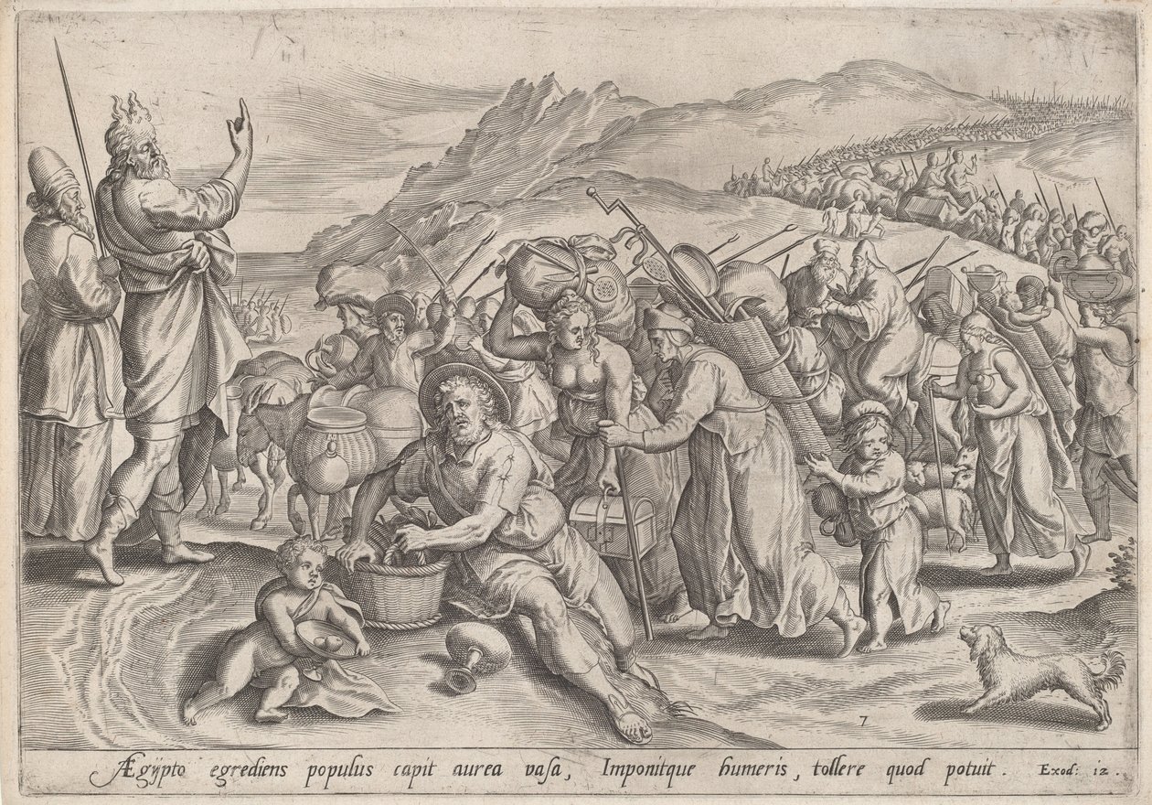 Uttåget från Egypten, c.1585. av Johann Sadeler I
