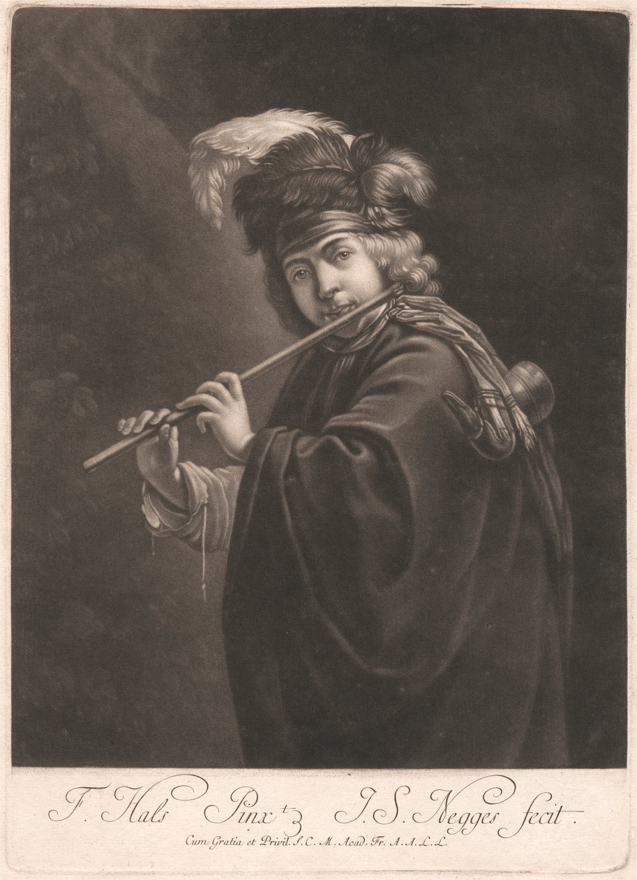 Pojke som spelar en flöjt av Johann Simon Negges