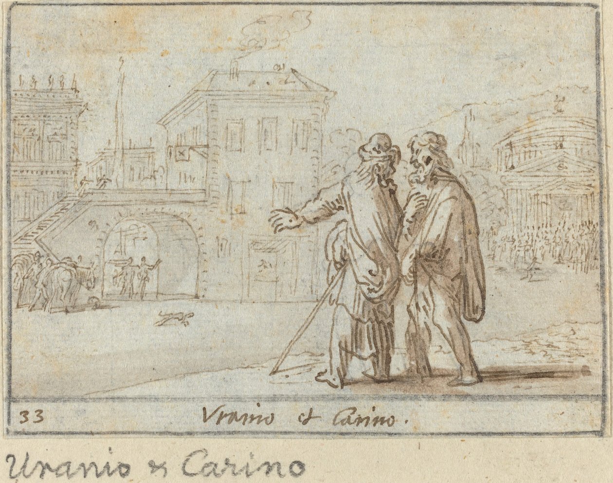 Uranio och Carino, 1640. av Johann Wilhelm Baur