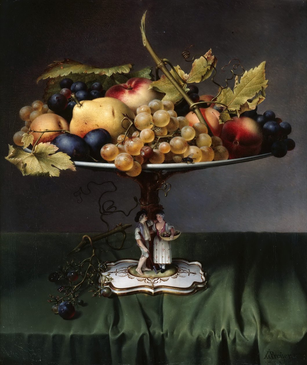 Frukter på en porslinsskål av Johann Wilhelm Preyer