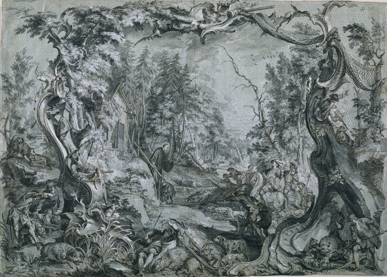 Saint Deicolus och galten, 1747-1748. av Johann Wolfgang Baumgartner