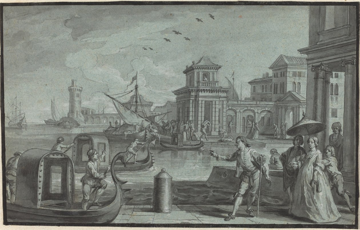 Venetian Fantasy med Dogana av Johann Wolfgang Baumgartner