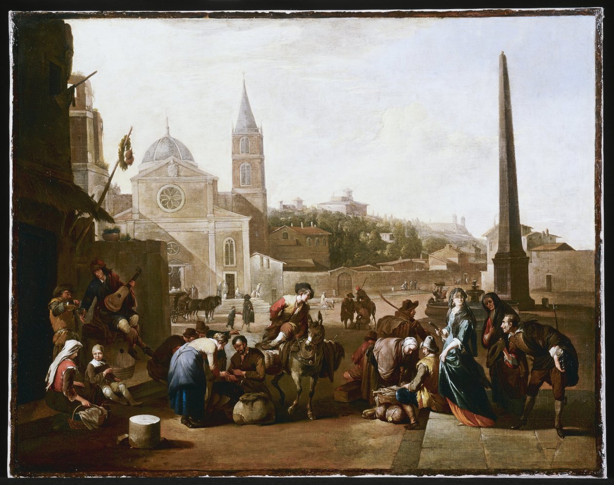 The Piazza del Popolo, Rome av Johannes Lingelbach