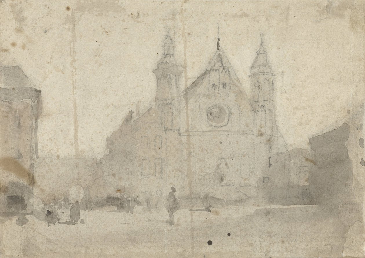 Utsikt över Ridderzaal vid Binnenhof av Johannes Bosboom