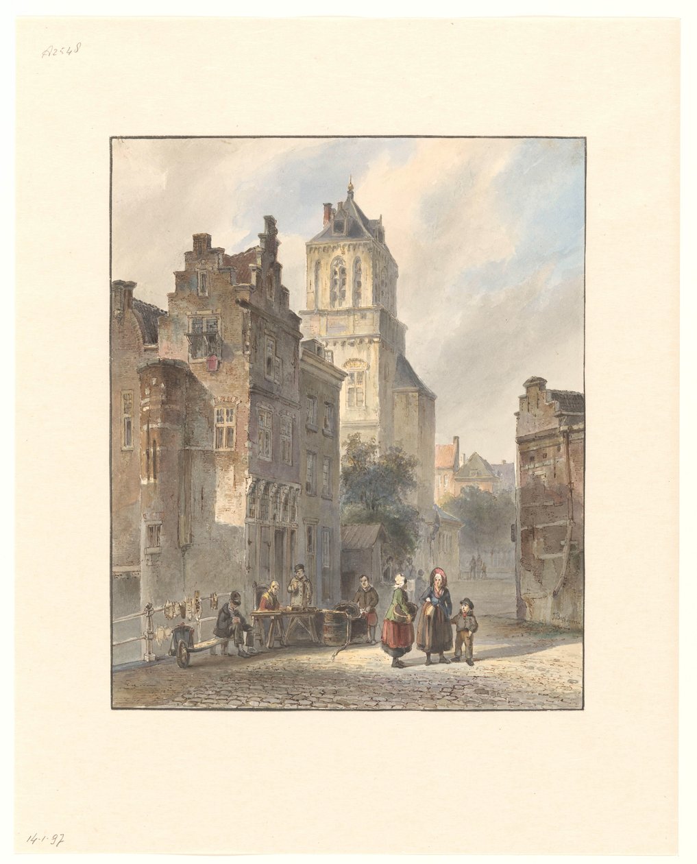 Utsikt över stadshuset i Delft av Johannes Bosboom