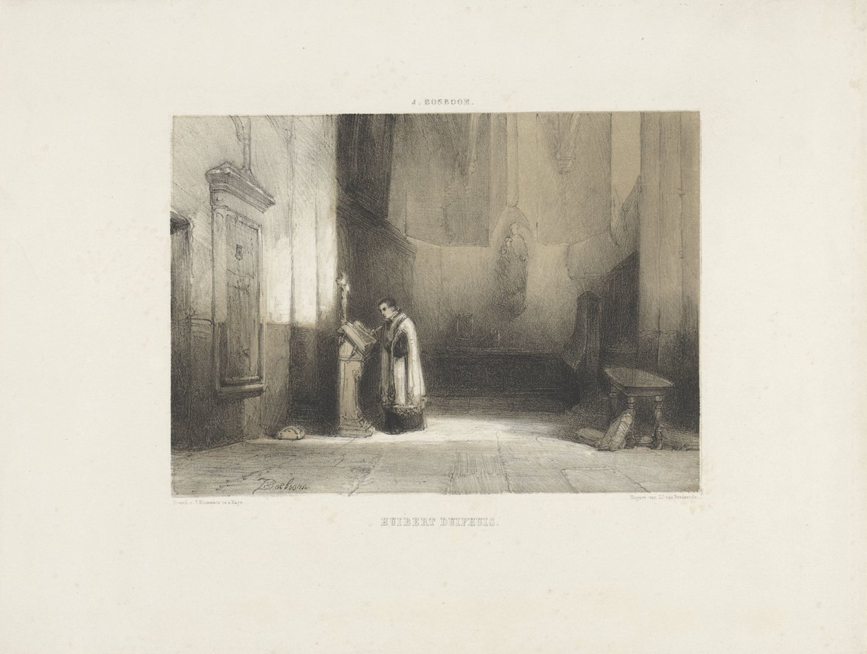 Hubert Duifhuis läser i en kyrka av Johannes Bosboom