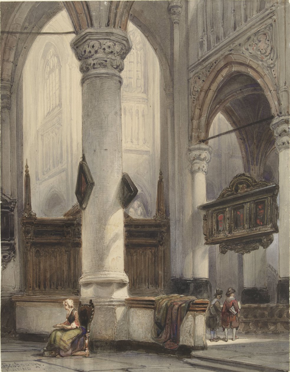 Interiör av den nya kyrkan i Delft av Johannes Bosboom