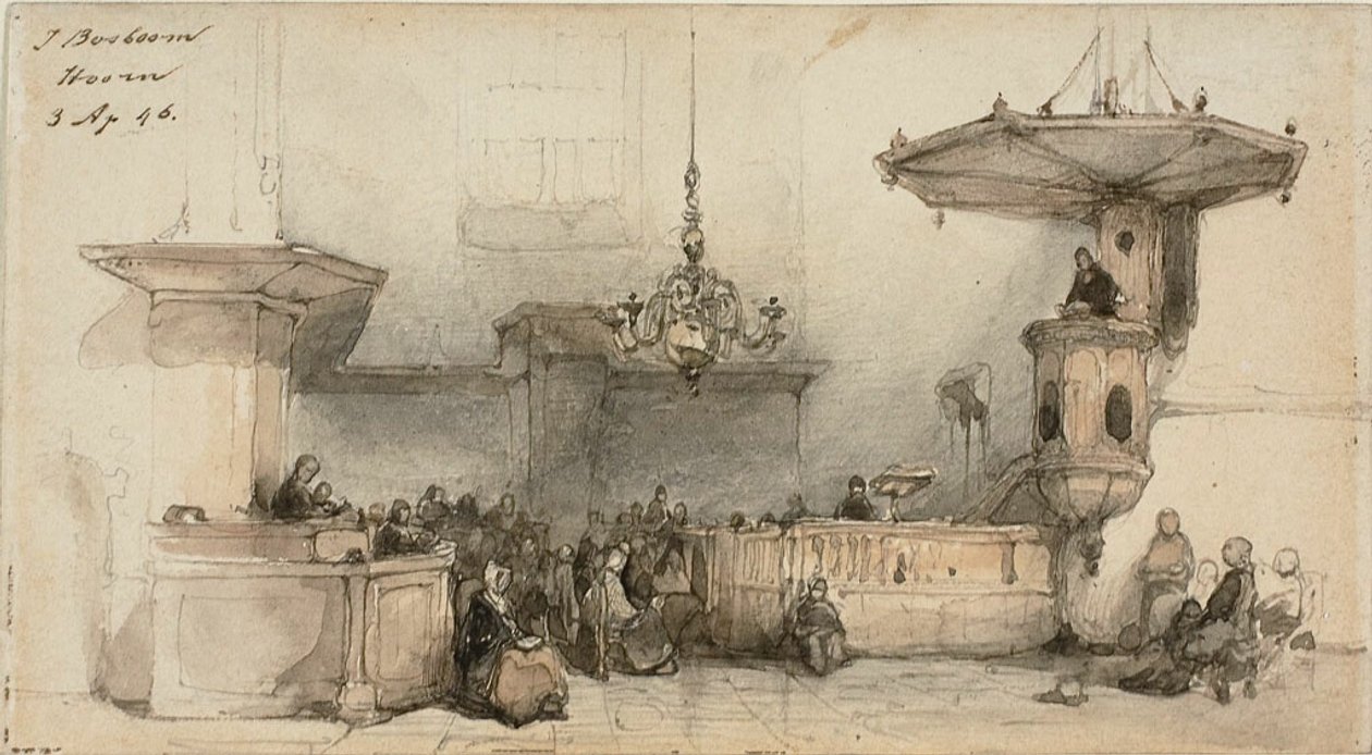 Interiör av en kyrka av Johannes Bosboom