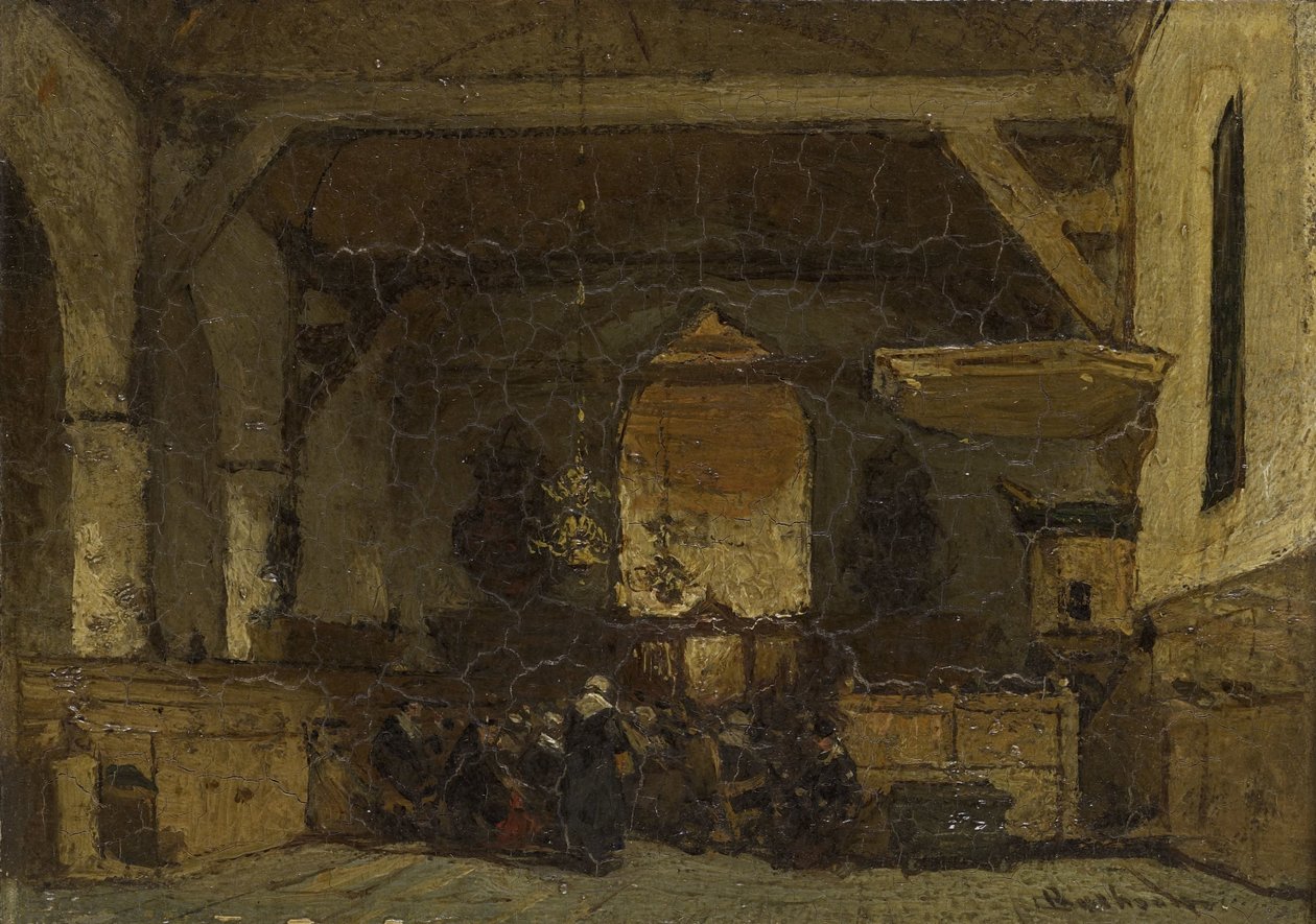 Interiör av kyrkan i Maasland av Johannes Bosboom