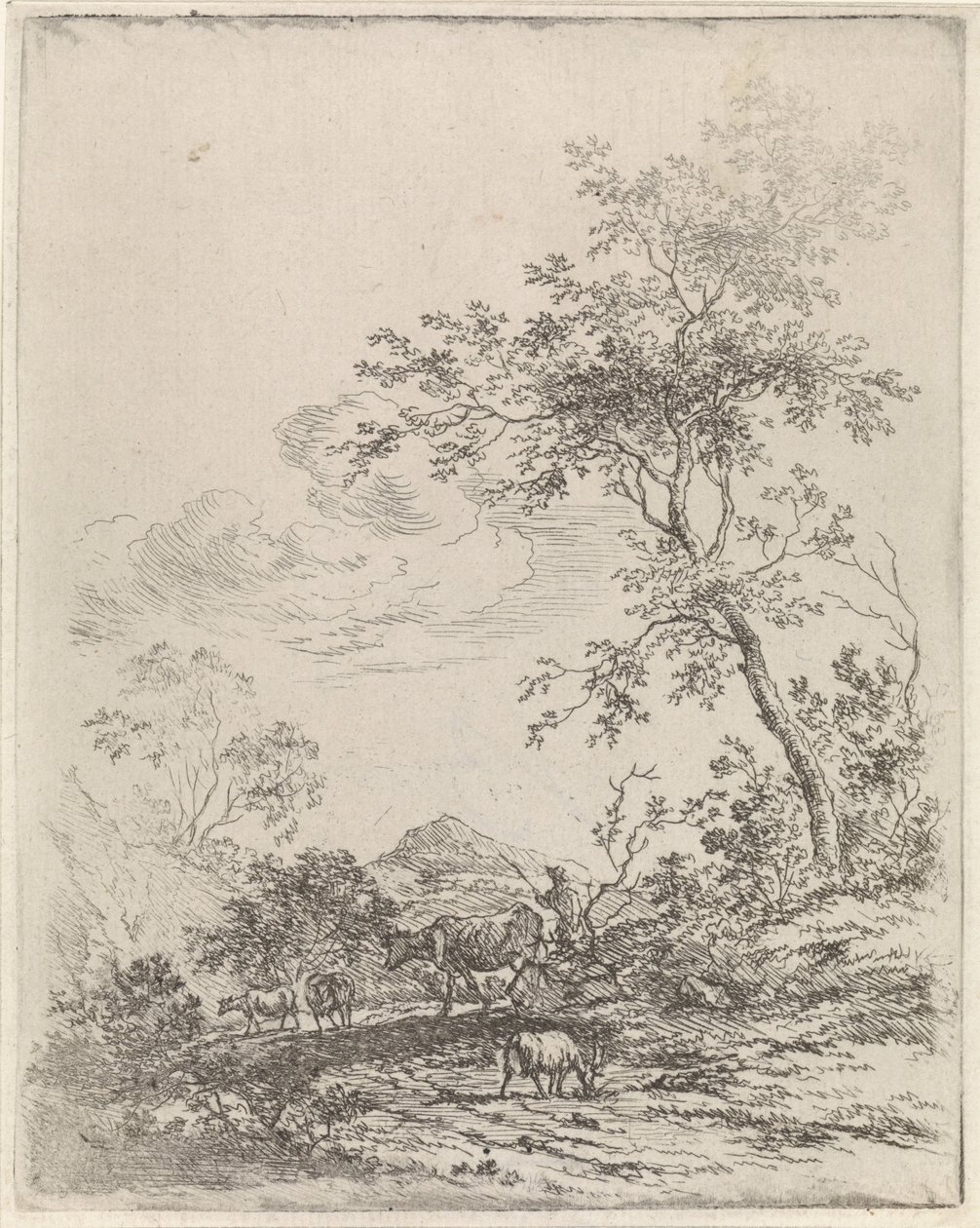 Berglandskap med boskap av Johannes Christiaan Janson