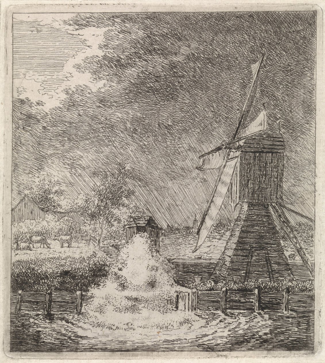 Landskap med vattenkvarn av Johannes Christiaan Janson