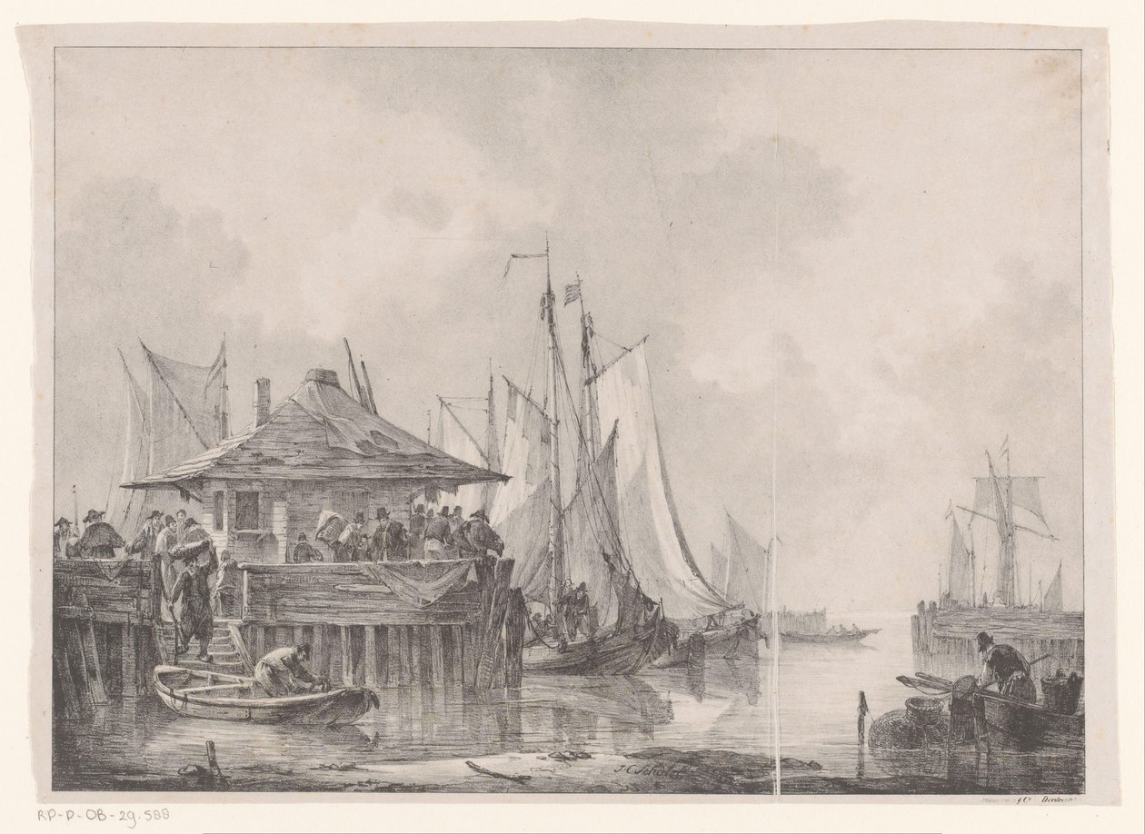 Folkmassor i en hamn av Johannes Christiaan Schotel