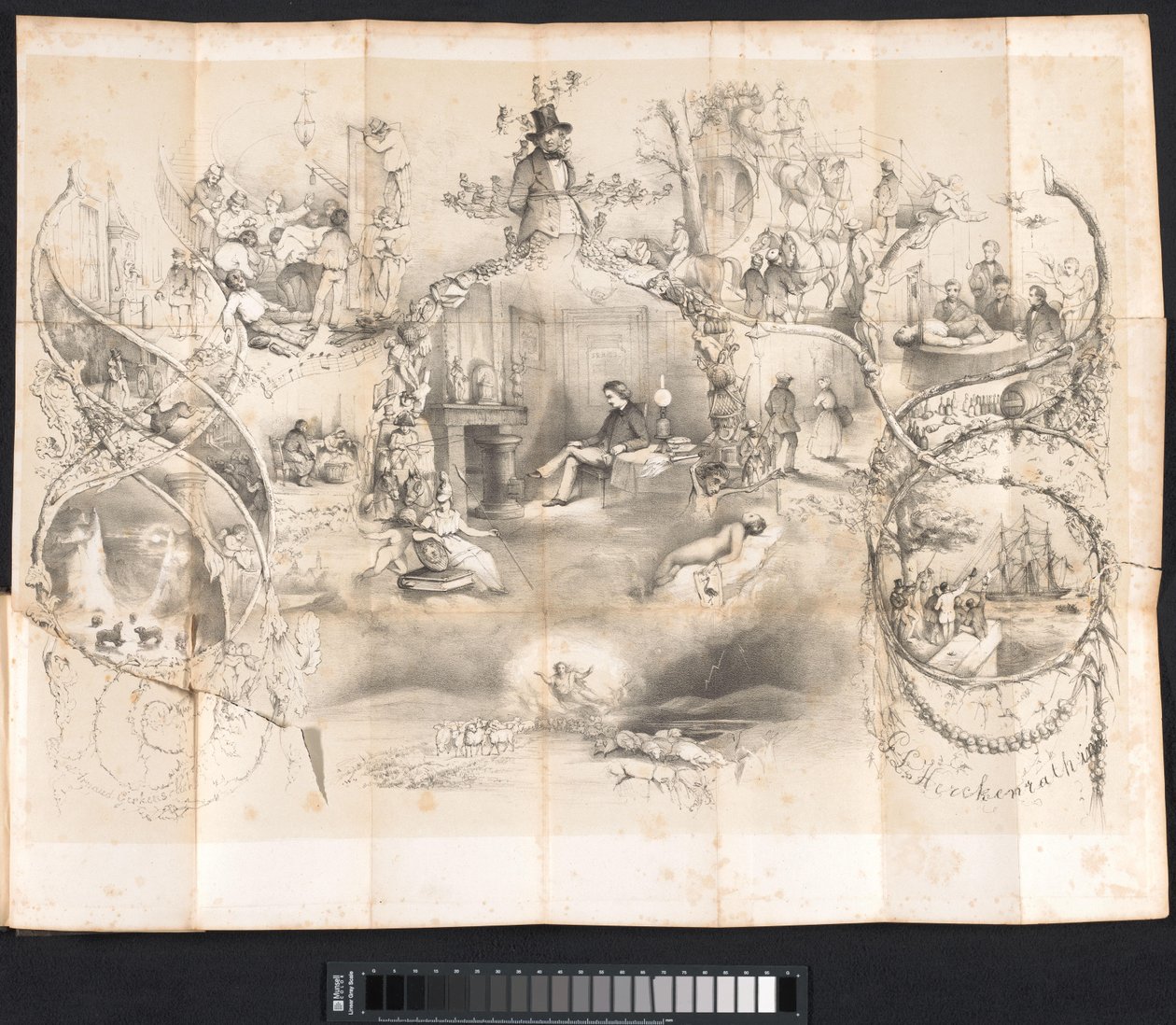 Tecknad i Leiden studentalmanacka, 1854 av Johannes Christiaan d