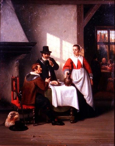 En kroginteriör (panel) av Johannes Christoffel Vaarberg
