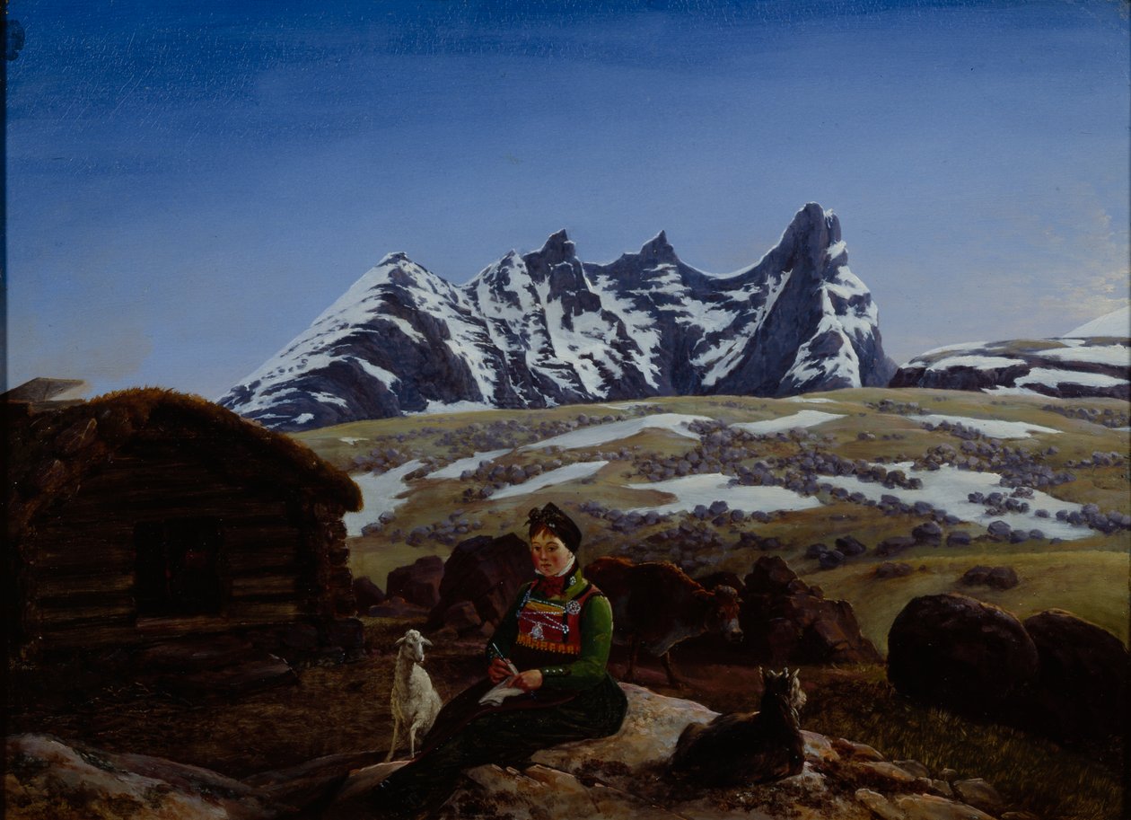 Store Skagastølstind (olja ombord) av Johannes Flintoe