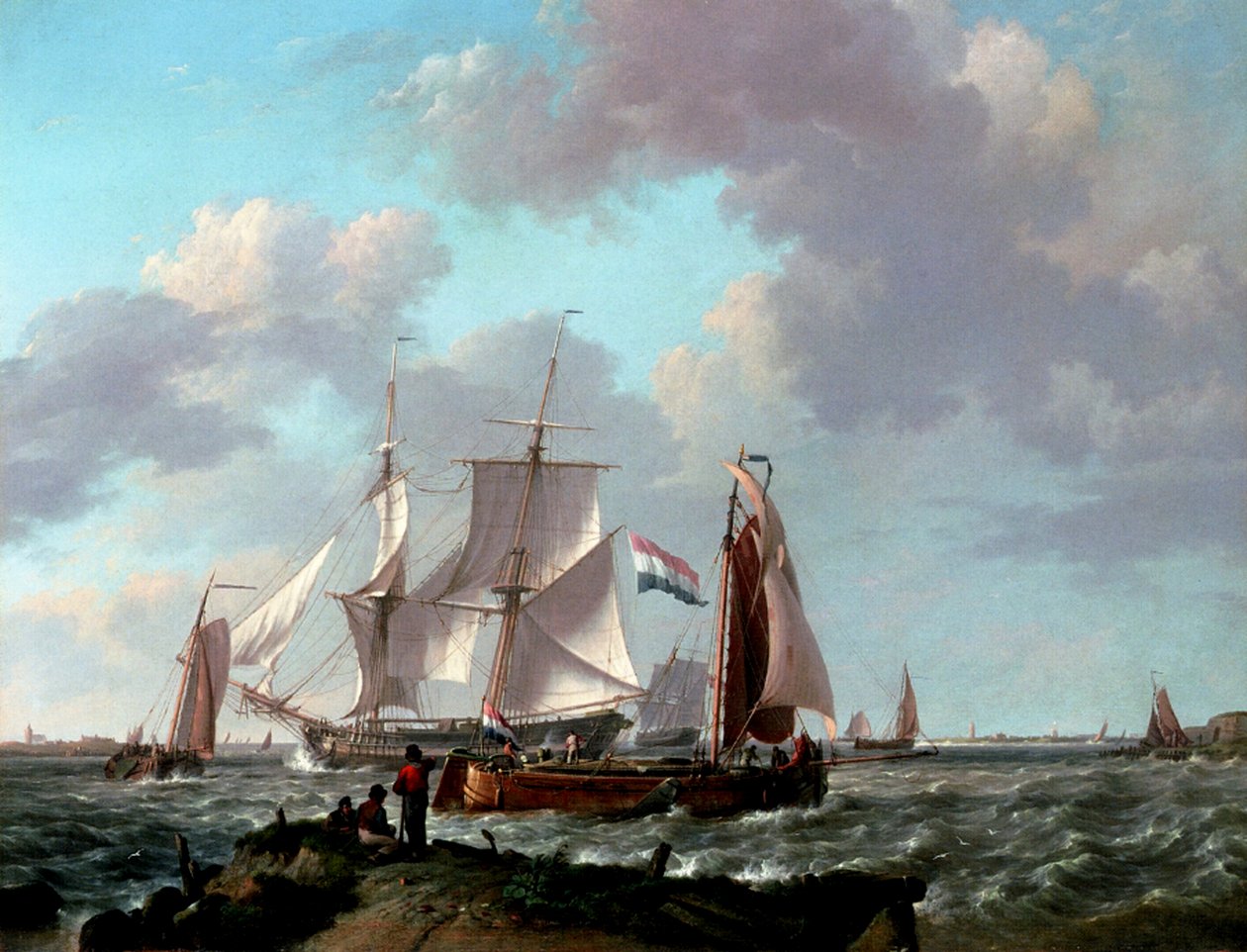 Fartyg nära kusten, 1831 av Johannes Hermann Barend Koekkoek