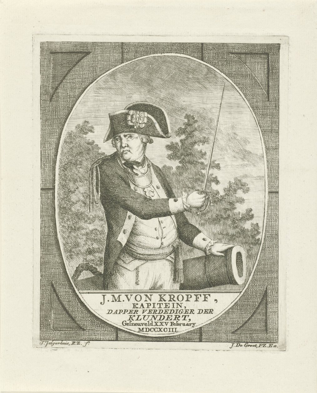 Porträtt av Joachim Maurits von Kropff av Johannes Jelgerhuis