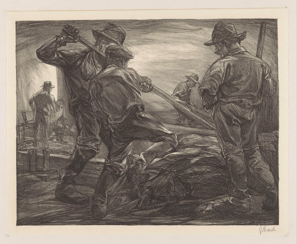 vallarbetare av Johannes Josephus Aarts (signed by artist)
