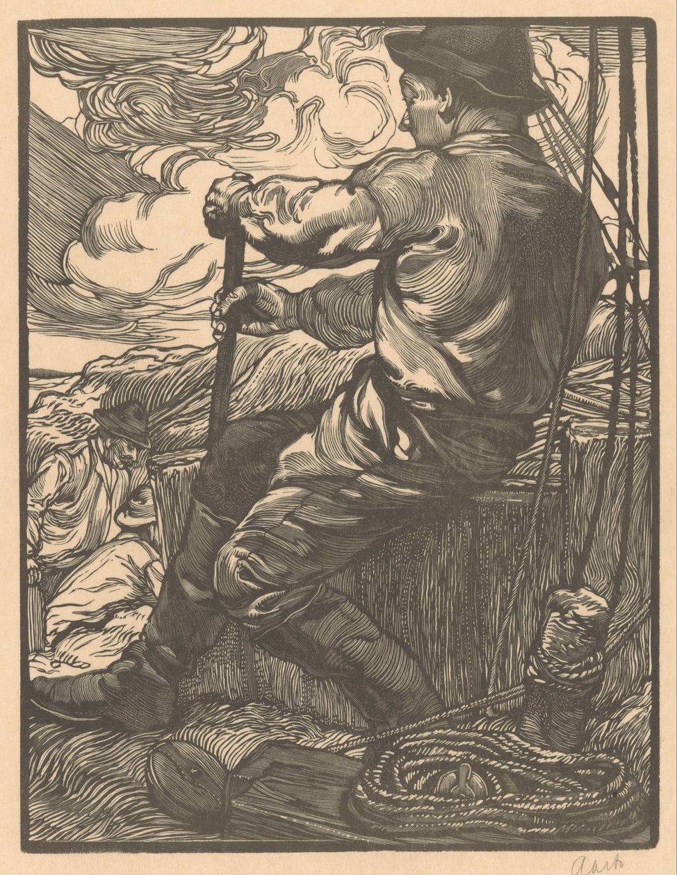 Nyfiken arbetare av Johannes Josephus Aarts (signed by artist)