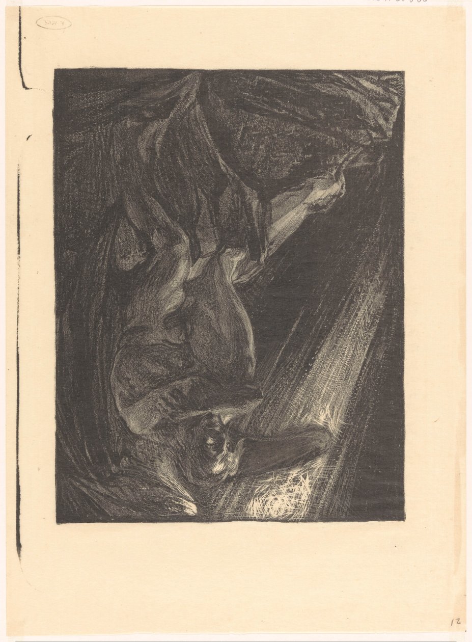 Fallen ängel sitter på en sten av Johannes Josephus Aarts