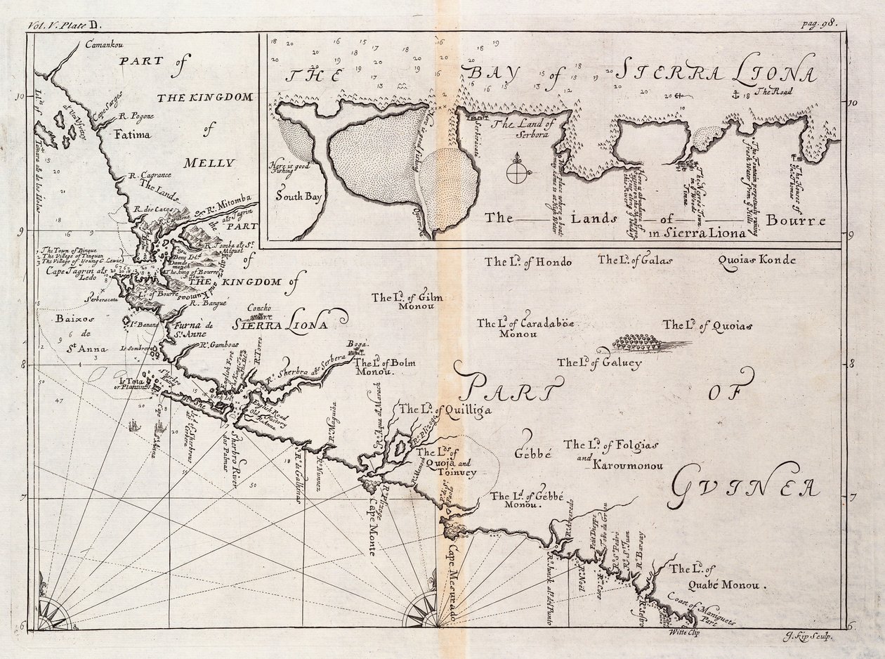Karta över Sierra Leone, Afrika av Johannes Kip