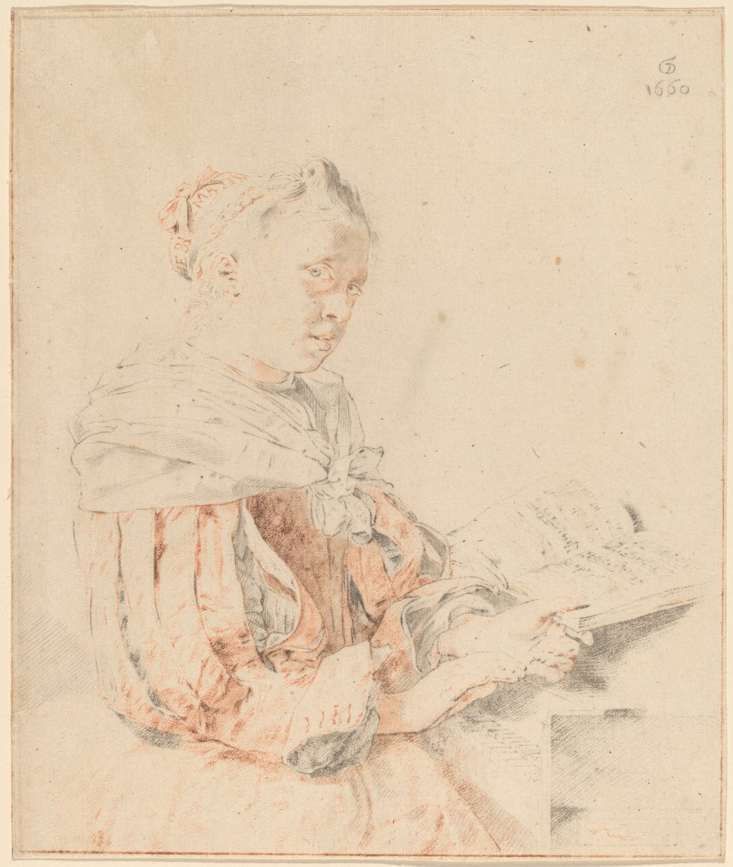 Ung flicka vid tangentbordet, 1767. av Johannes Kornlein