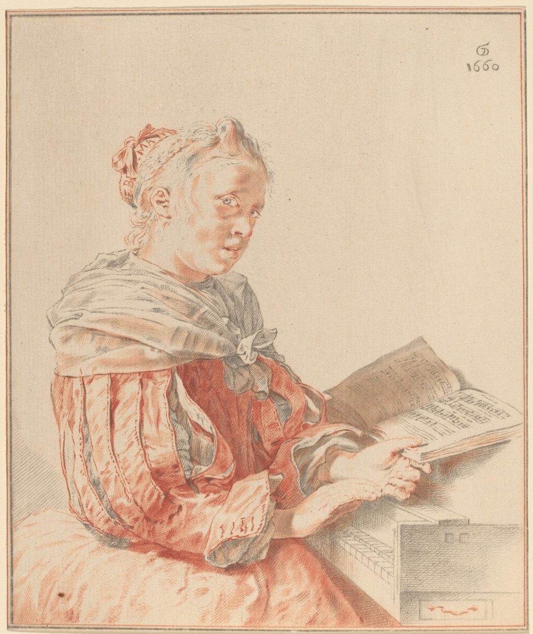 Ung flicka vid tangentbordet, 1767. av Johannes Kornlein