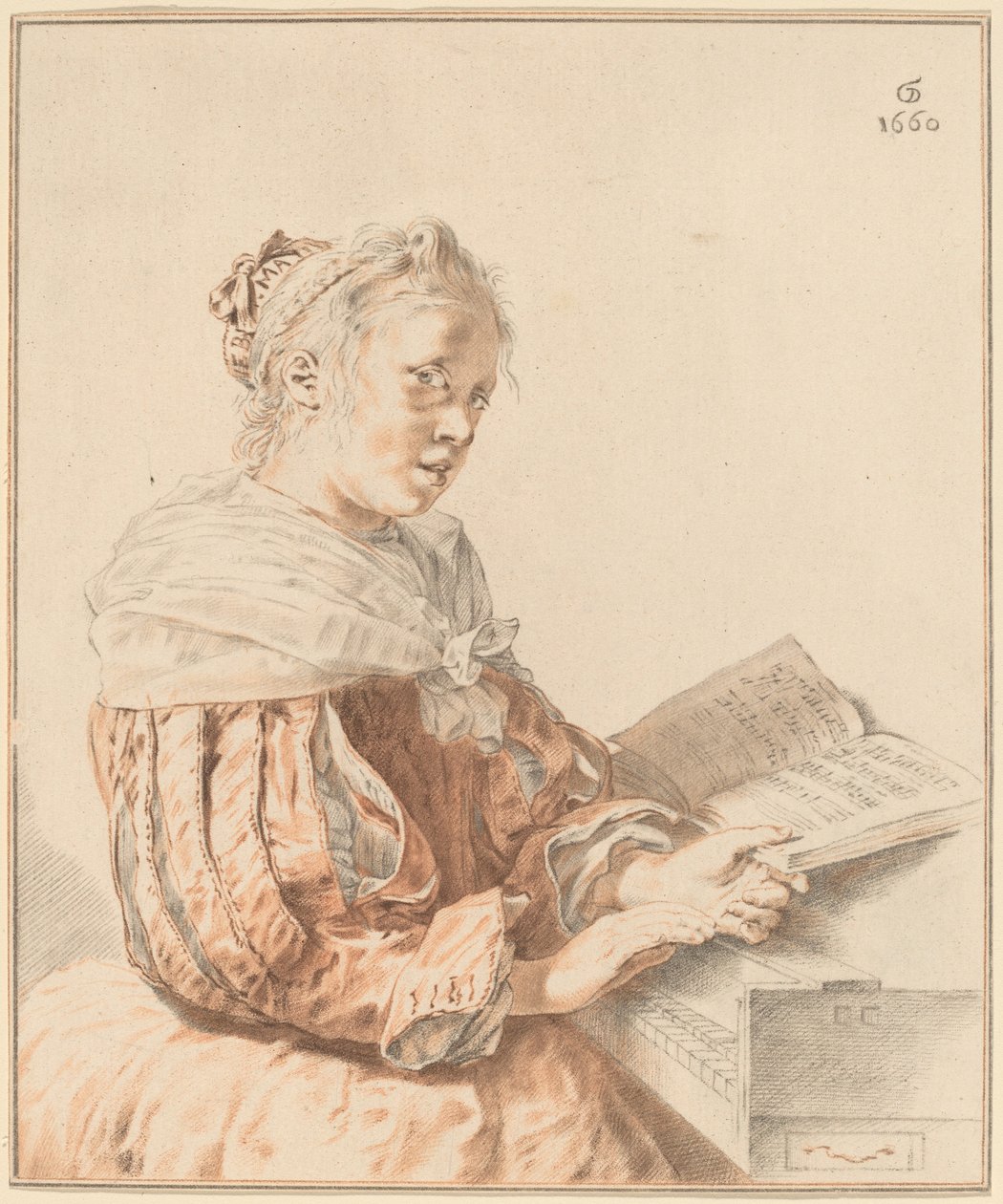 Ung flicka vid tangentbordet, 1767. av Johannes Kornlein