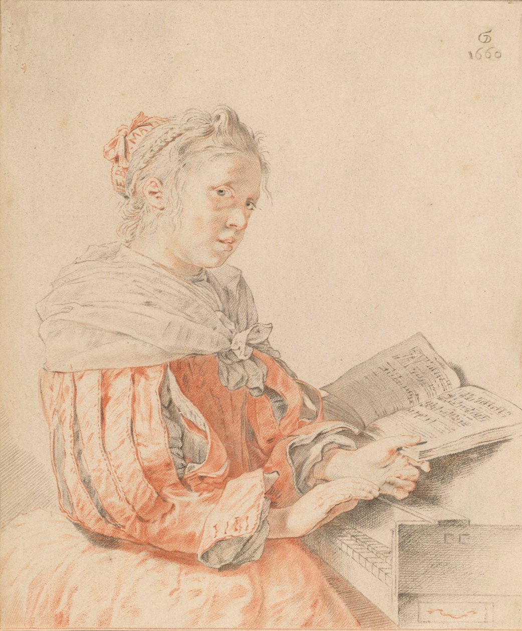 Ung flicka vid tangentbordet, 1767. av Johannes Kornlein
