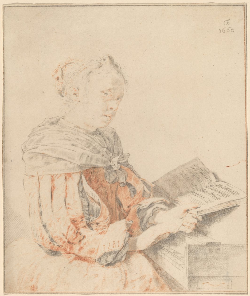 Ung flicka vid tangentbordet, 1767. av Johannes Kornlein