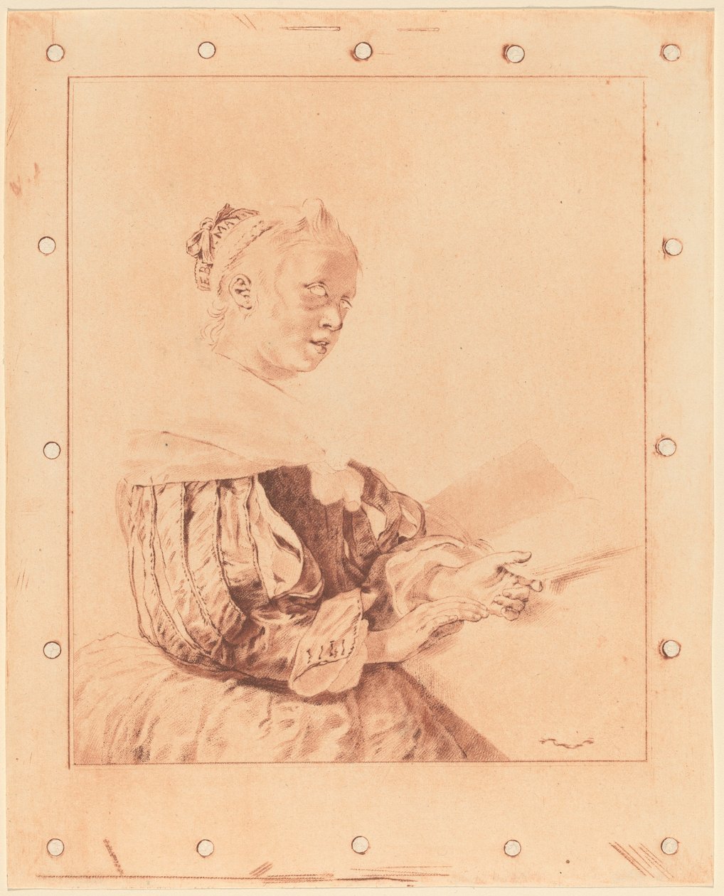 Ung flicka vid tangentbordet, 1767. av Johannes Kornlein