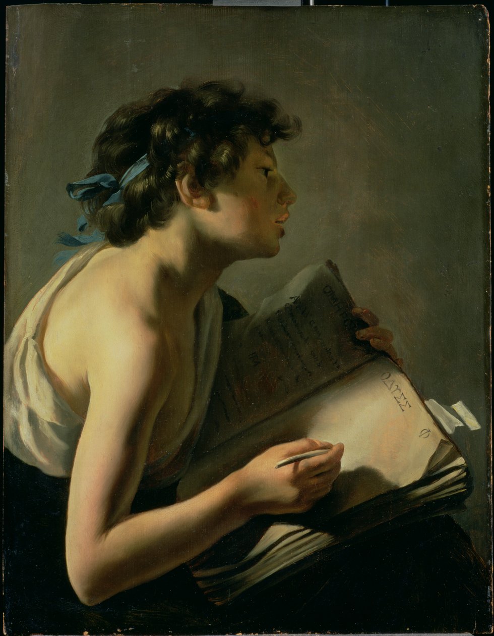 The Young Poet (Ungdom som transkriberar Homer) av Johannes Moreelse