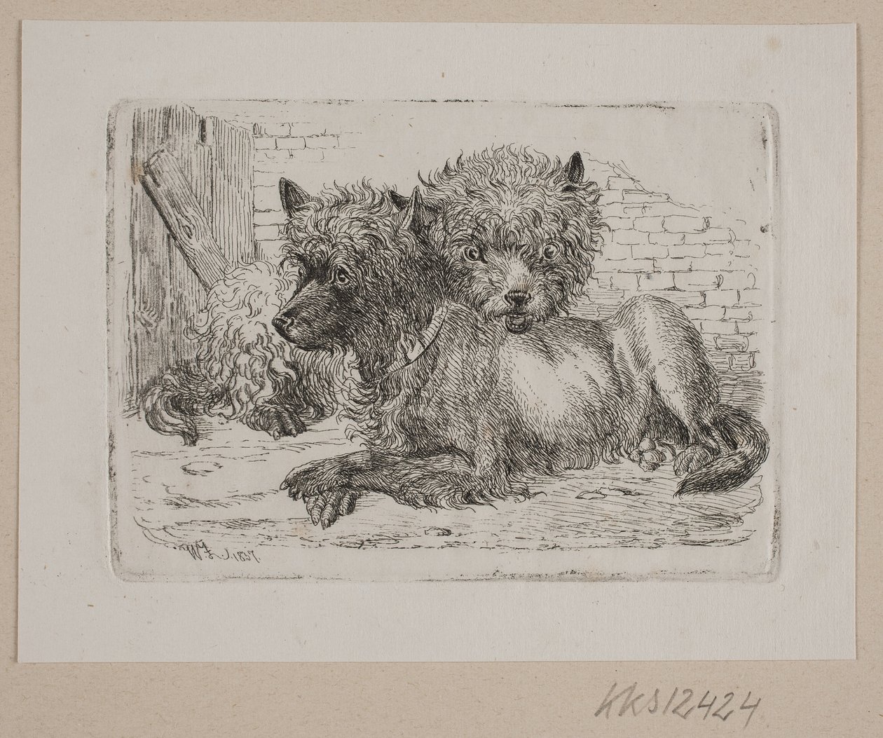 Två liggande hundar av Johannes Wilhelm Zillen