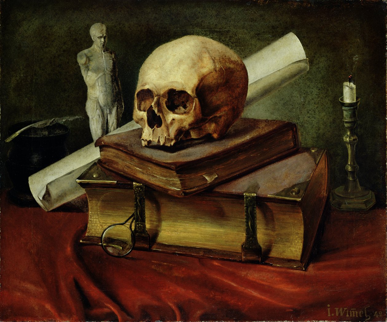 Vanitas, stilleben, 1842 av Johannes Wimmel